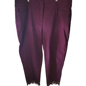 Lane Bryant THE ALLIE Purple Cropped Capri Lace Trim Plus Size 22